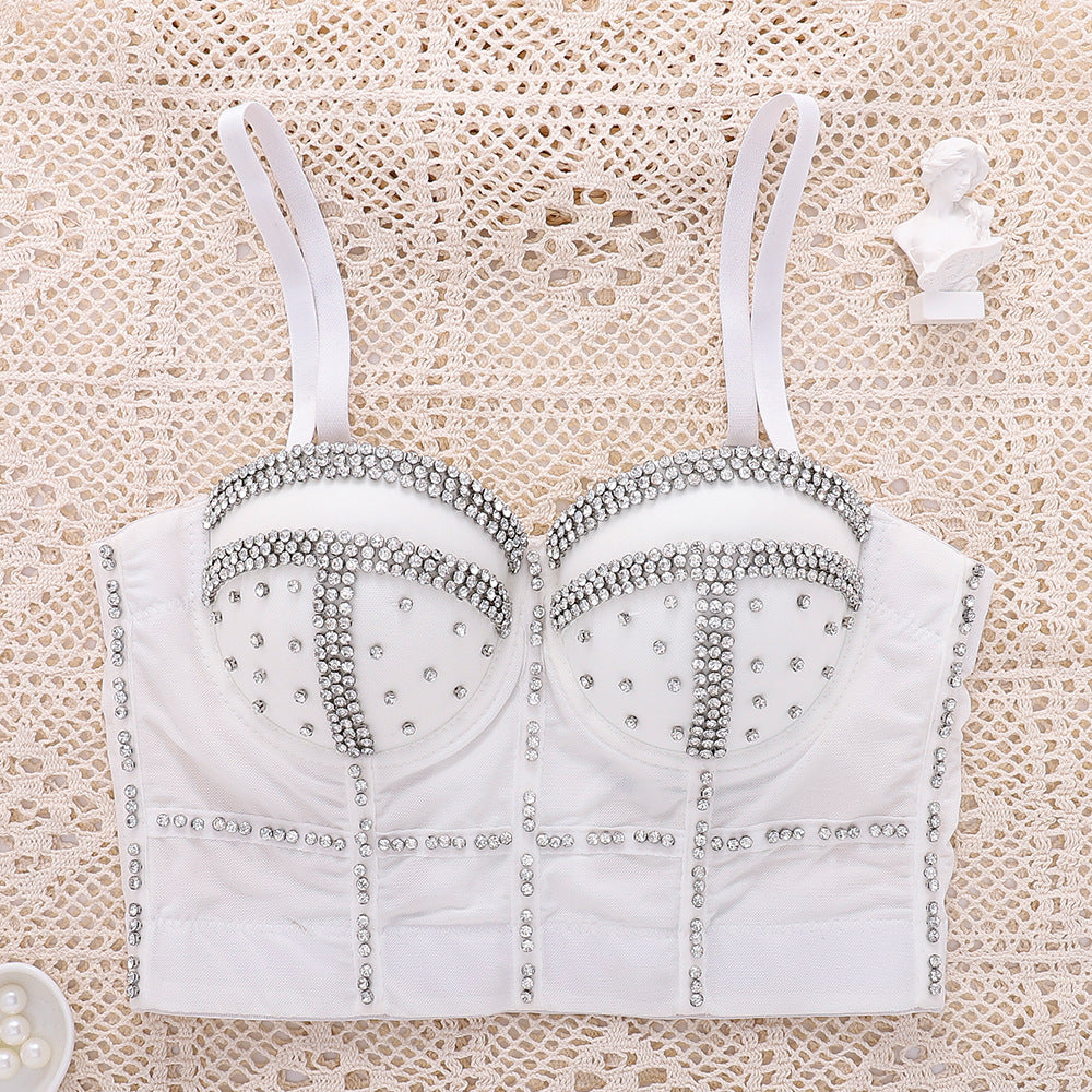 Corset tubulaire gainant à perles et diamants brillants pour femmes
