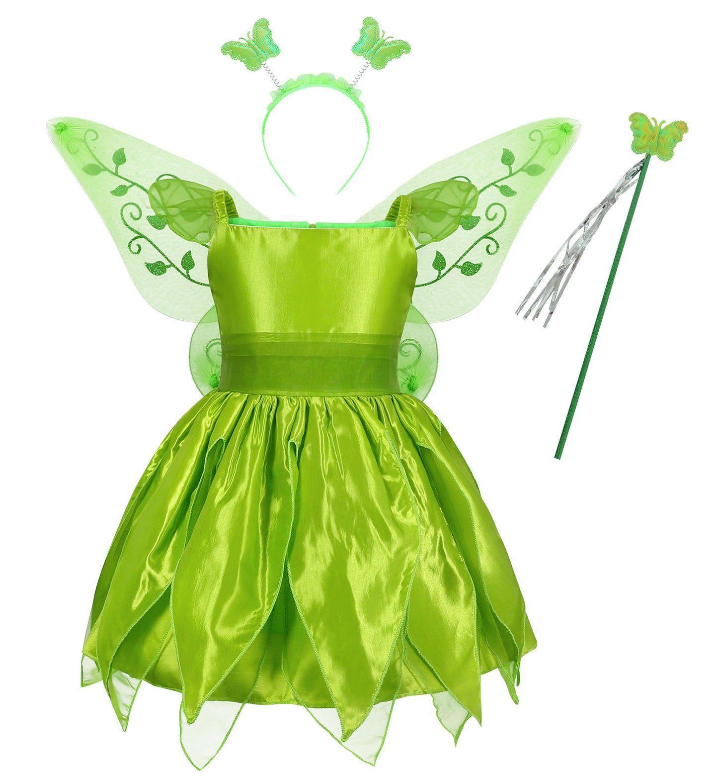 Vestido de princesa infantil de elfo verde navideño