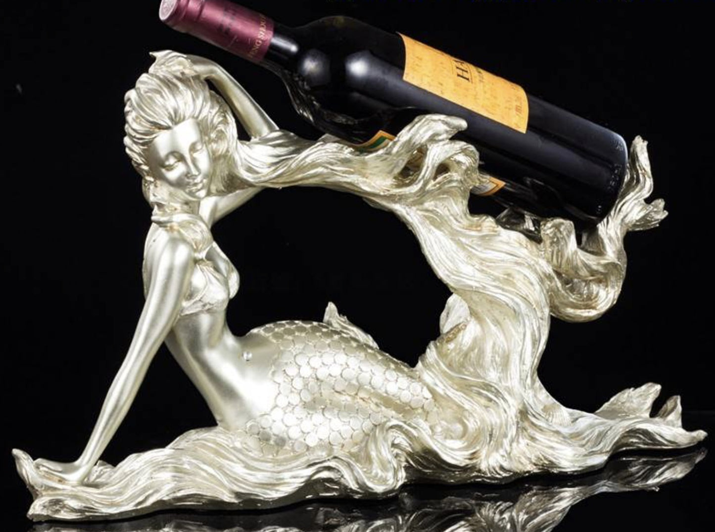 Beautifully Designed Mermaid Wine Bottle Holder. Resin