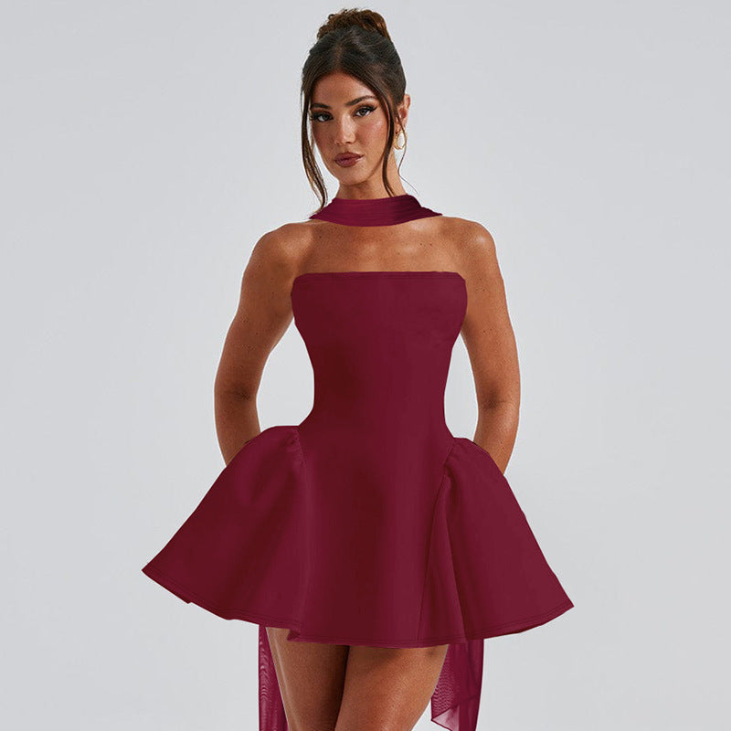 Robe tube sexy avec fermeture éclair au dos, robe courte tendance pour soirée