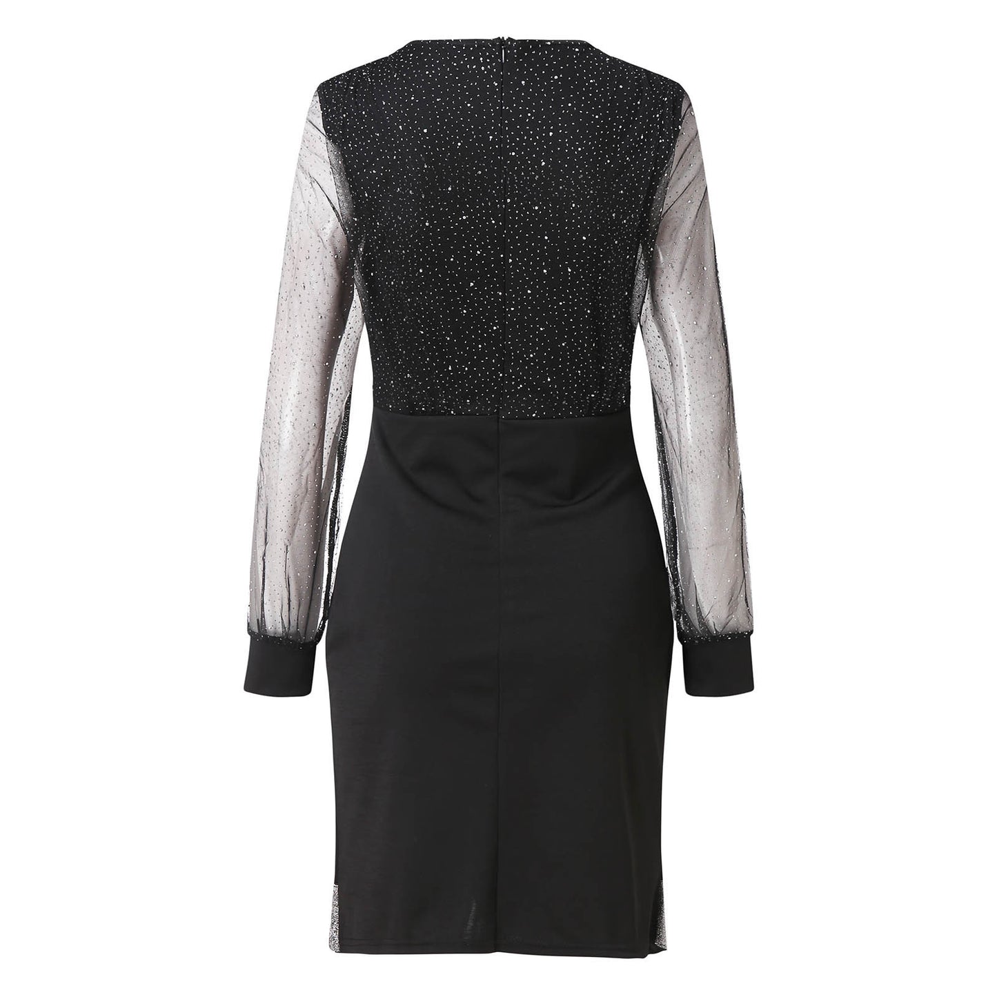 Mesh Stitching Dress Women's Long Sleeve Stitching Skirt