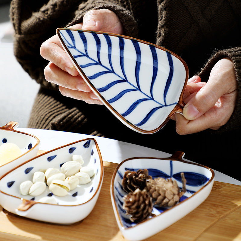 Creative Japanese-style Leaf Hand-painted Underglaze Color Snack Plate Combination