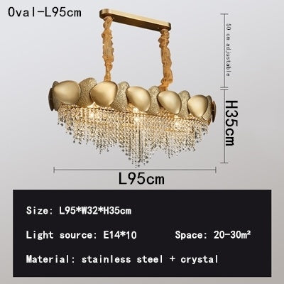 Lámpara de techo de cristal de acero inoxidable para sala de estar