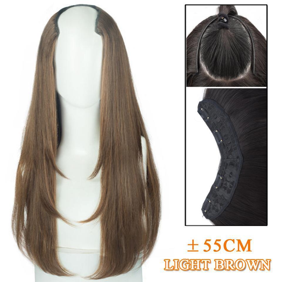 V-shaped Layered Mid-length Hair Inner Buckle Natural One-piece Seamless Invisible Wig Set