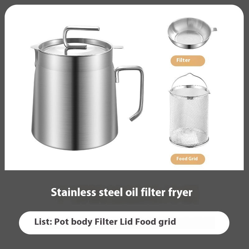 Large Capacity Stainless Steel Oil Draining Pot Household Small Frying Pot Oil