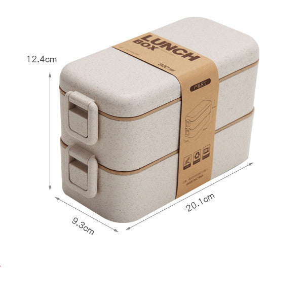 Wheat Straw Lunch Box Japanese Tableware Lunch Box Microwave Oven Student Multi-layer Lunch Box