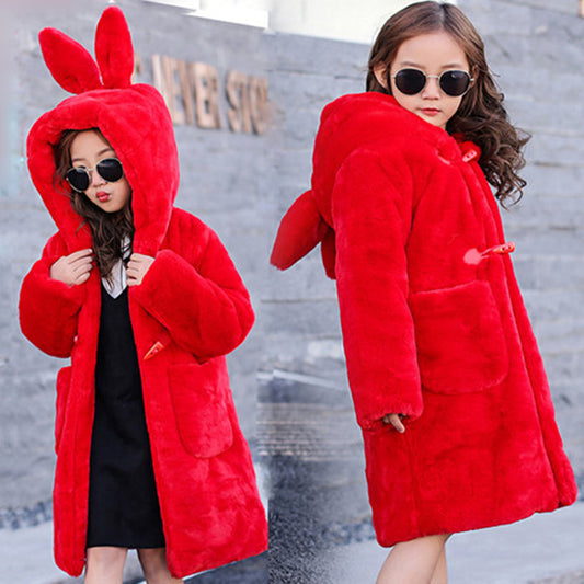 Thickened Faux Fur Coat For Big Kids