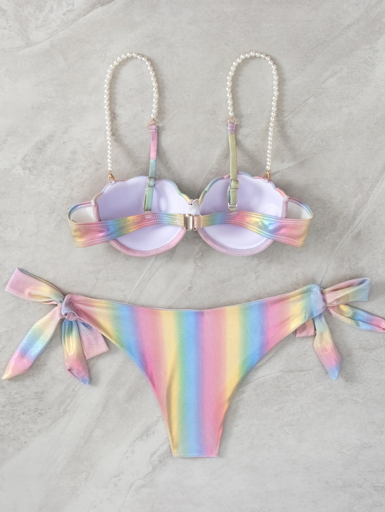 Women's Shell Rainbow Bikini Split Tied Swimsuit