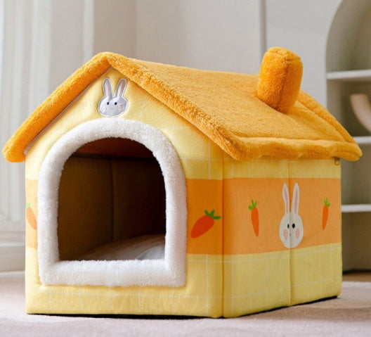 Casa para perros plegable Cama para gatos para mascotas Villa para perros de invierno Perrera para dormir Nido extraíble Sofá cueva cerrado cálido Suministros para mascotas