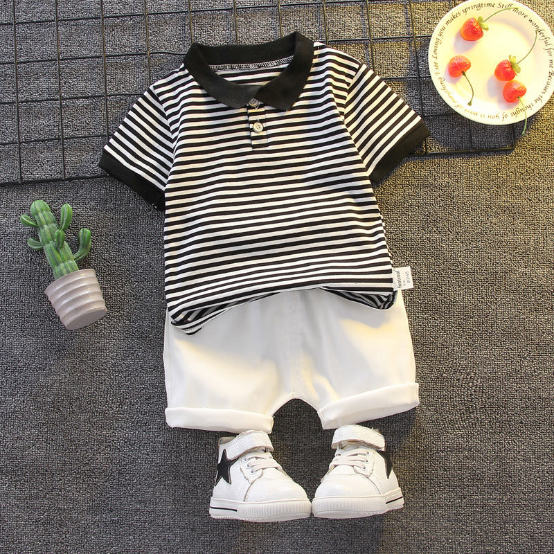 Children's Short-sleeved Striped Shorts Summer Suit 0-3 Yrs