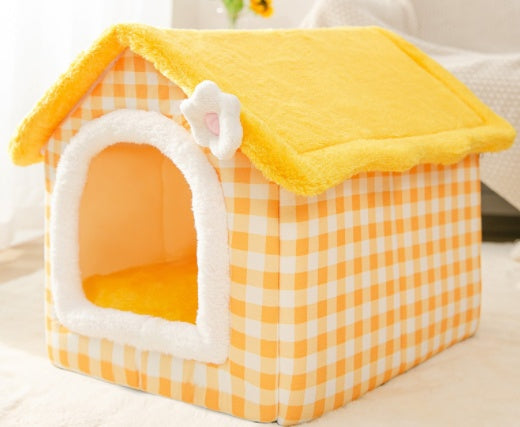 Casa para perros plegable Cama para gatos para mascotas Villa para perros de invierno Perrera para dormir Nido extraíble Sofá cueva cerrado cálido Suministros para mascotas