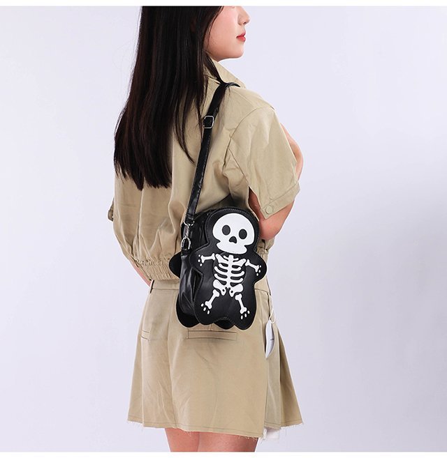 Halloween Skull Shoulder Bag Girls Fashion Funny Cute Messenger Crossbody Bags Women Small Phone Bag