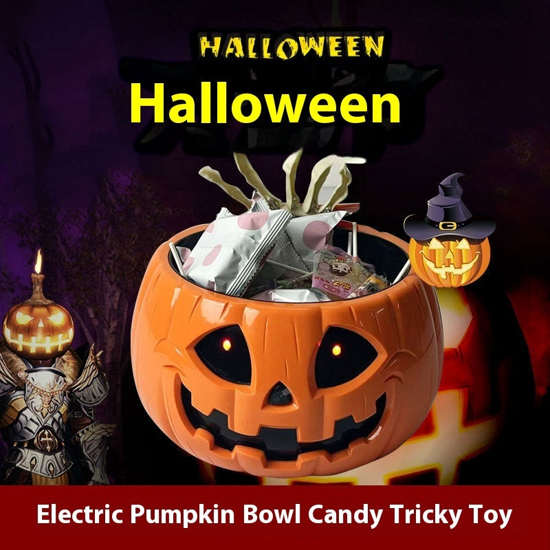 Lámpara de calabaza eléctrica creativa para Halloween para niños, cuenco para dulces