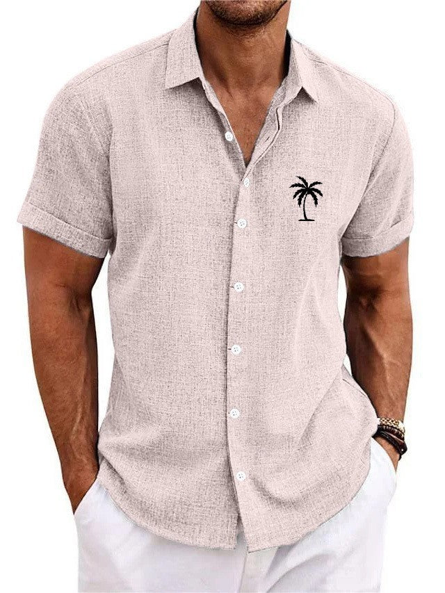 Bamboo Linen Men's Clothing Shirt 3D Printed Casual Short Sleeve