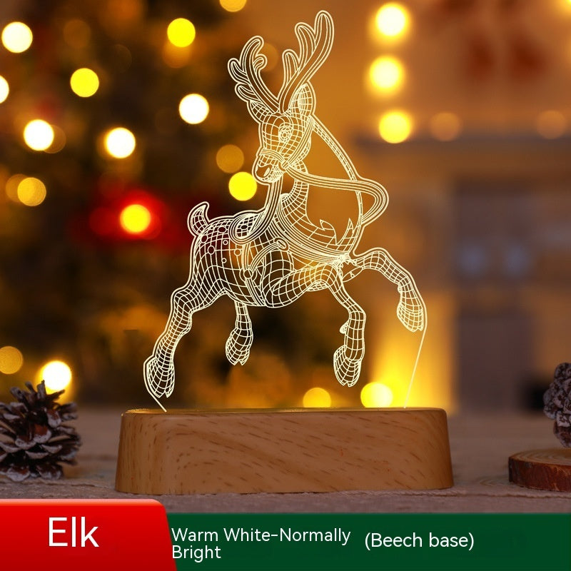 Lámpara 3D de decoración navideña, luces LED de noche acrílicas, regalo de Navidad para niños, adornos navideños