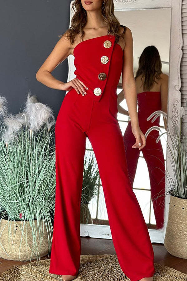 Women's Tube Top Irregular Design Loose Jumpsuit