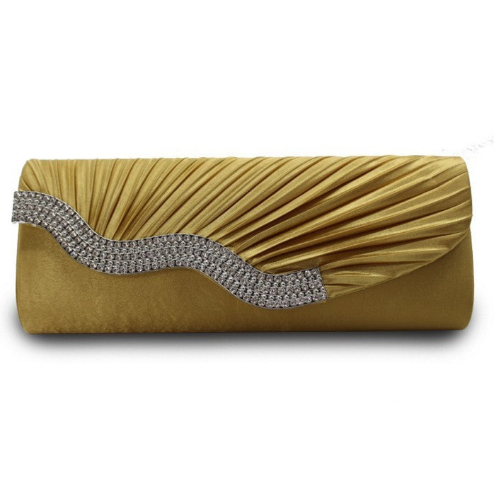 Rhinestone Pleated Clutch Bag