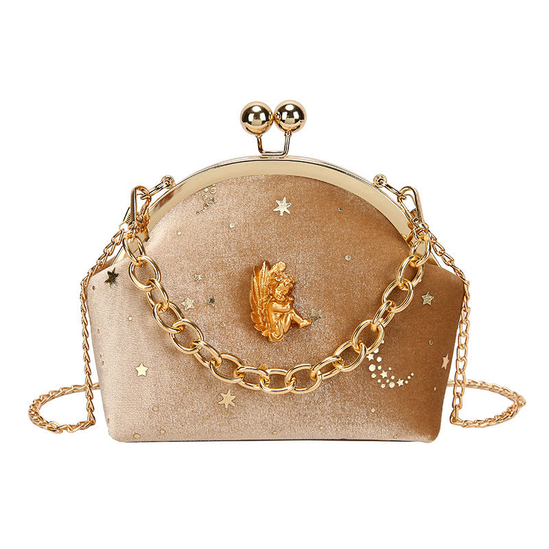 Bolso Sweet Lady Shell de terciopelo dorado