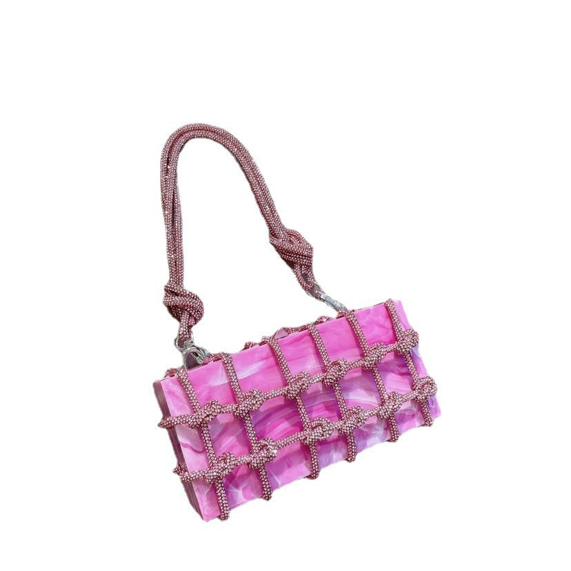 Rhinestone Acrylic Lock Box Bag Portable