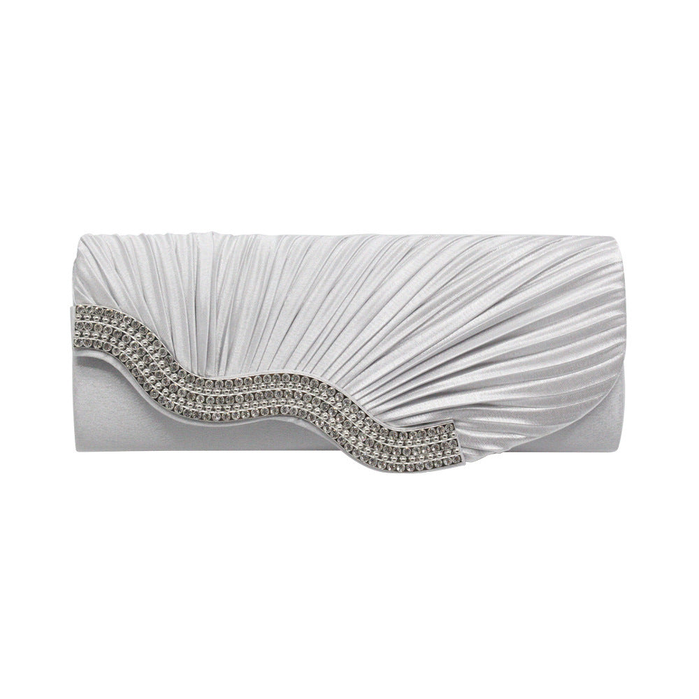 Rhinestone Pleated Clutch Bag