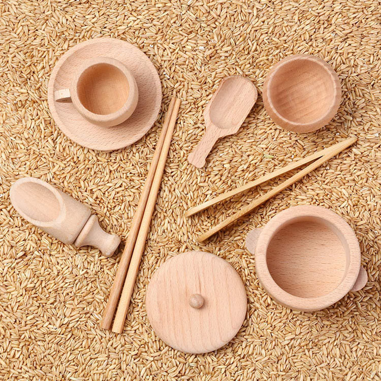 Children's Sensory Montessori Wooden Cutlery Set