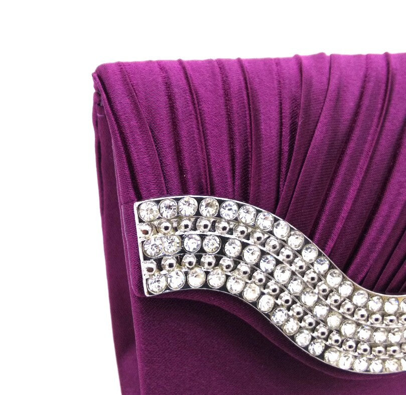 Rhinestone Pleated Clutch Bag