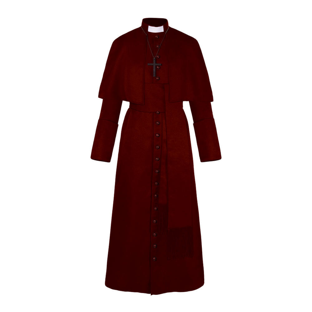 Solid Color Priest Cos Costume Halloween Priest Medieval Retro Cosplay Costume