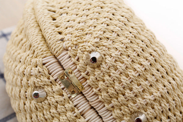 Elegant Round Rattan Handbag