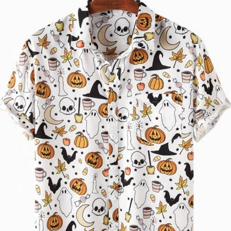 Halloween Printed Short Sleeve Shirt