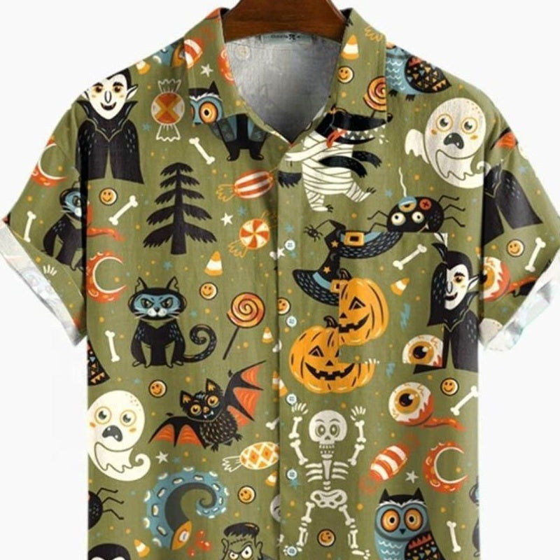 Halloween Printed Short Sleeve Shirt