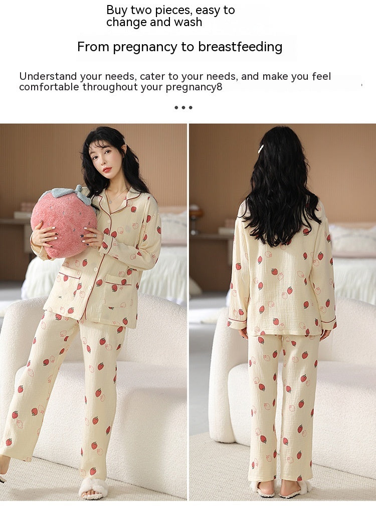 Pajamas Women's Long Sleeve Nursing Homewear Suit