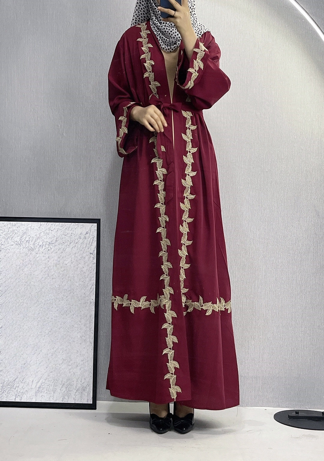 Women's Long Dress Embroidered Lace Cardigan Robe