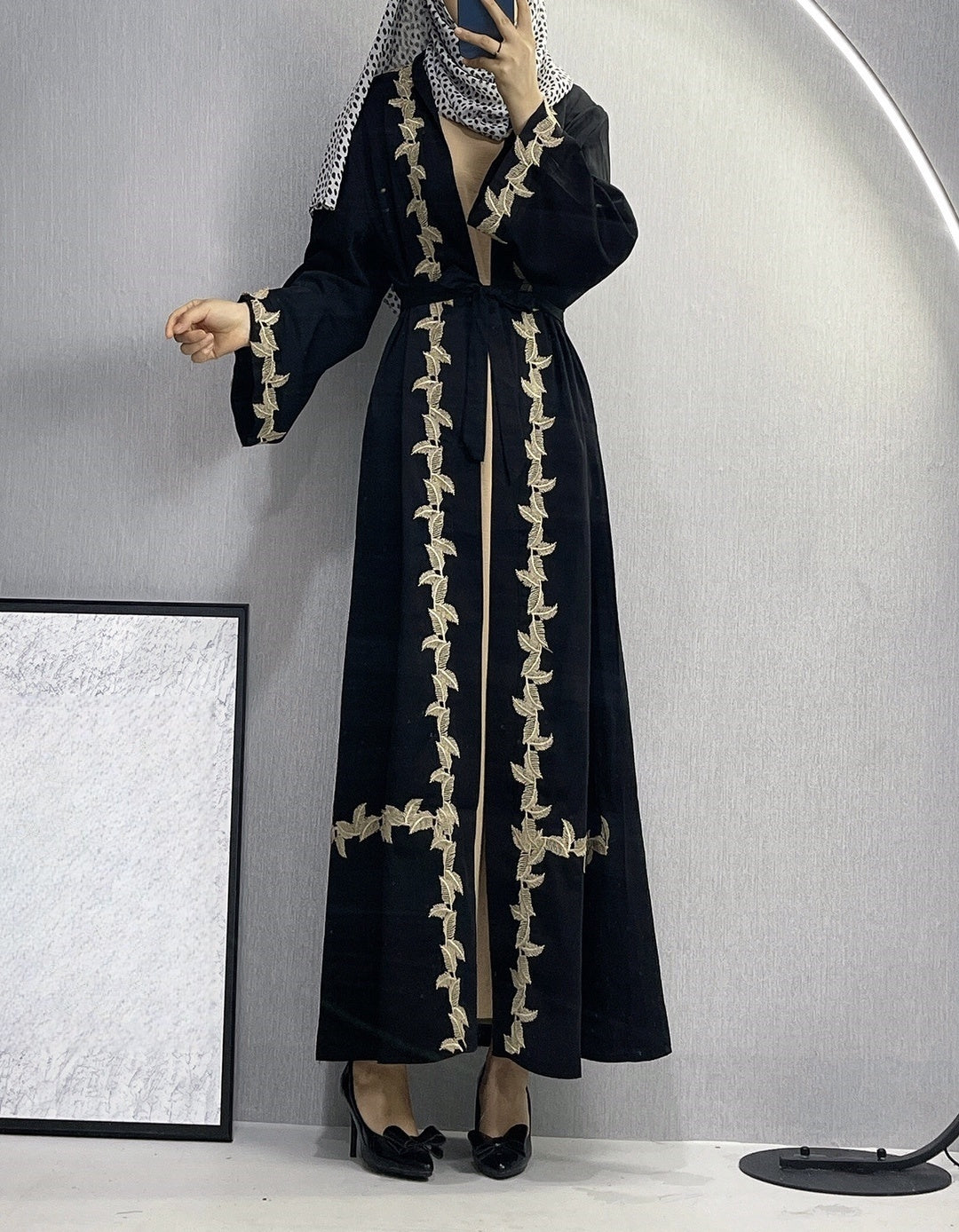 Women's Long Dress Embroidered Lace Cardigan Robe