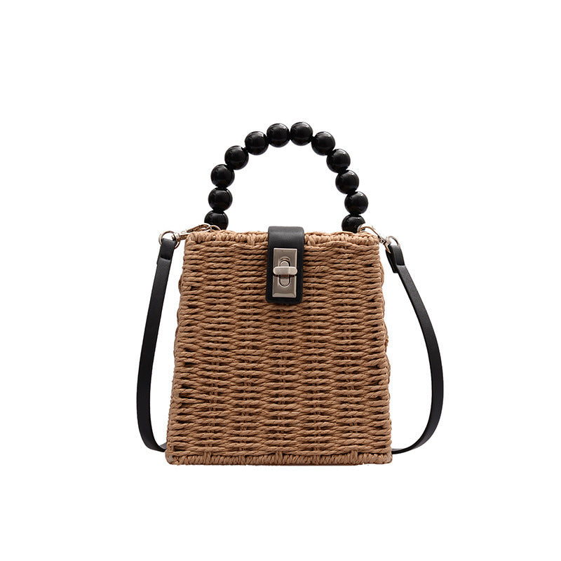 Rattan Bag, Bead Portable Straw Bag