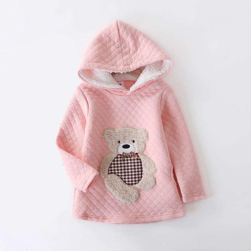 Bear Embroidered Hooded Jacket Kids Sweater