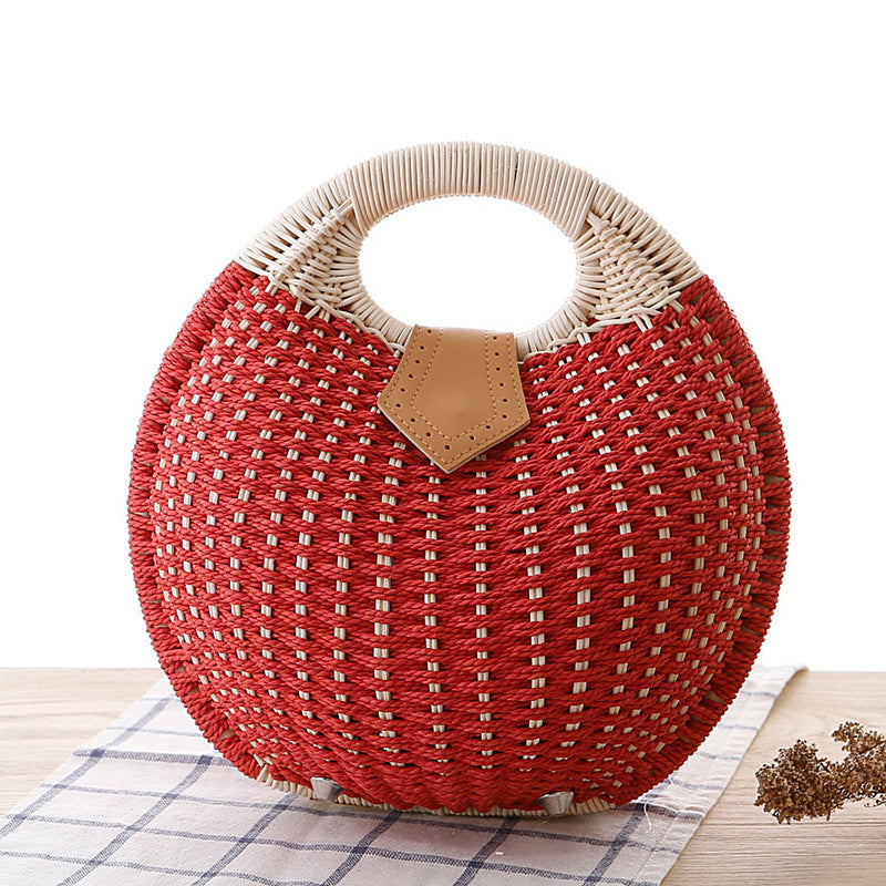 Elegant Round Rattan Handbag