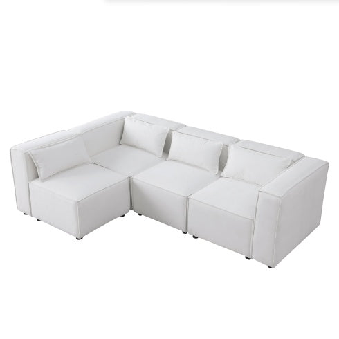 Modular Sofa BEIGE Chenille Fabric, Simple And Grand, The Seat And Back Is Very Soft. This Is Also A KNOCK DOWN Sofa