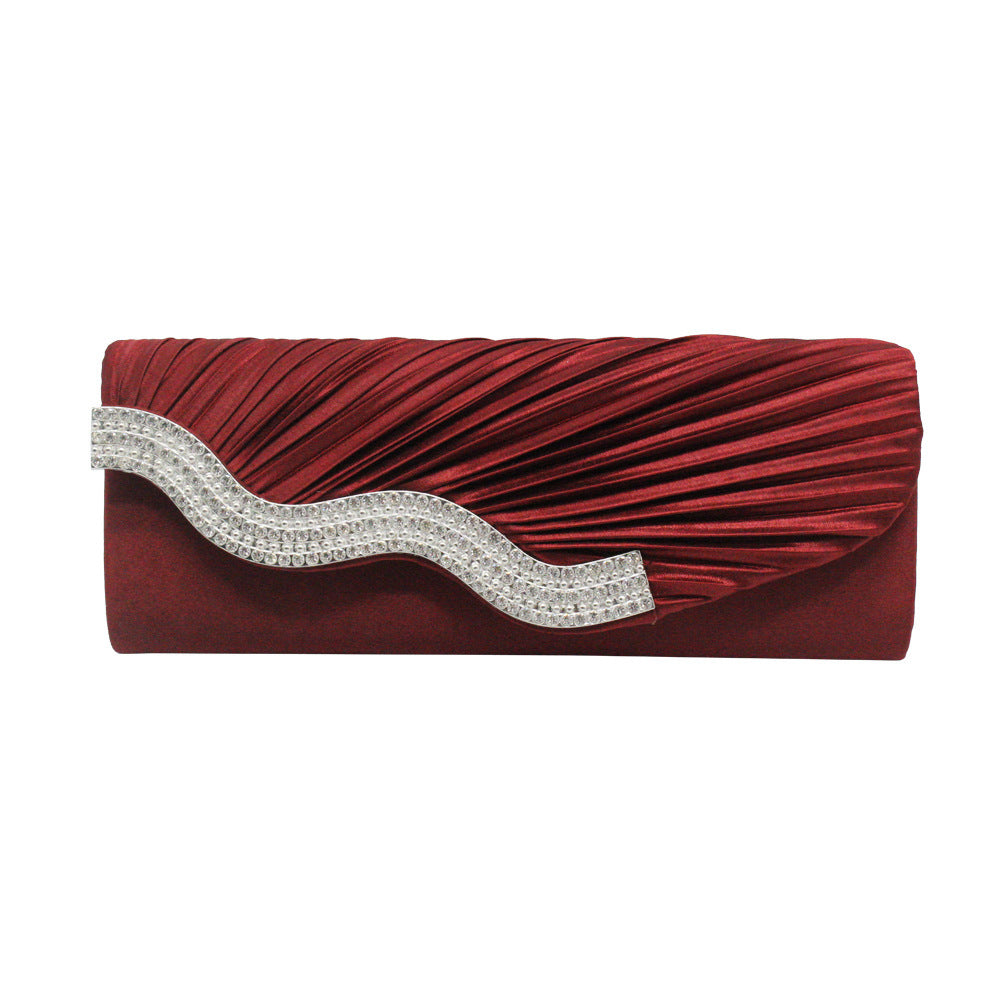 Rhinestone Pleated Clutch Bag