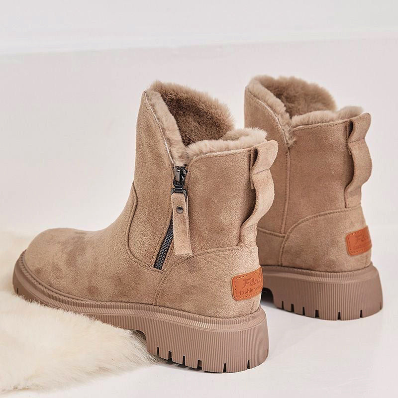 Botas de nieve de felpa gruesa para mujer, zapatos de invierno antideslizantes de gamuza sintética