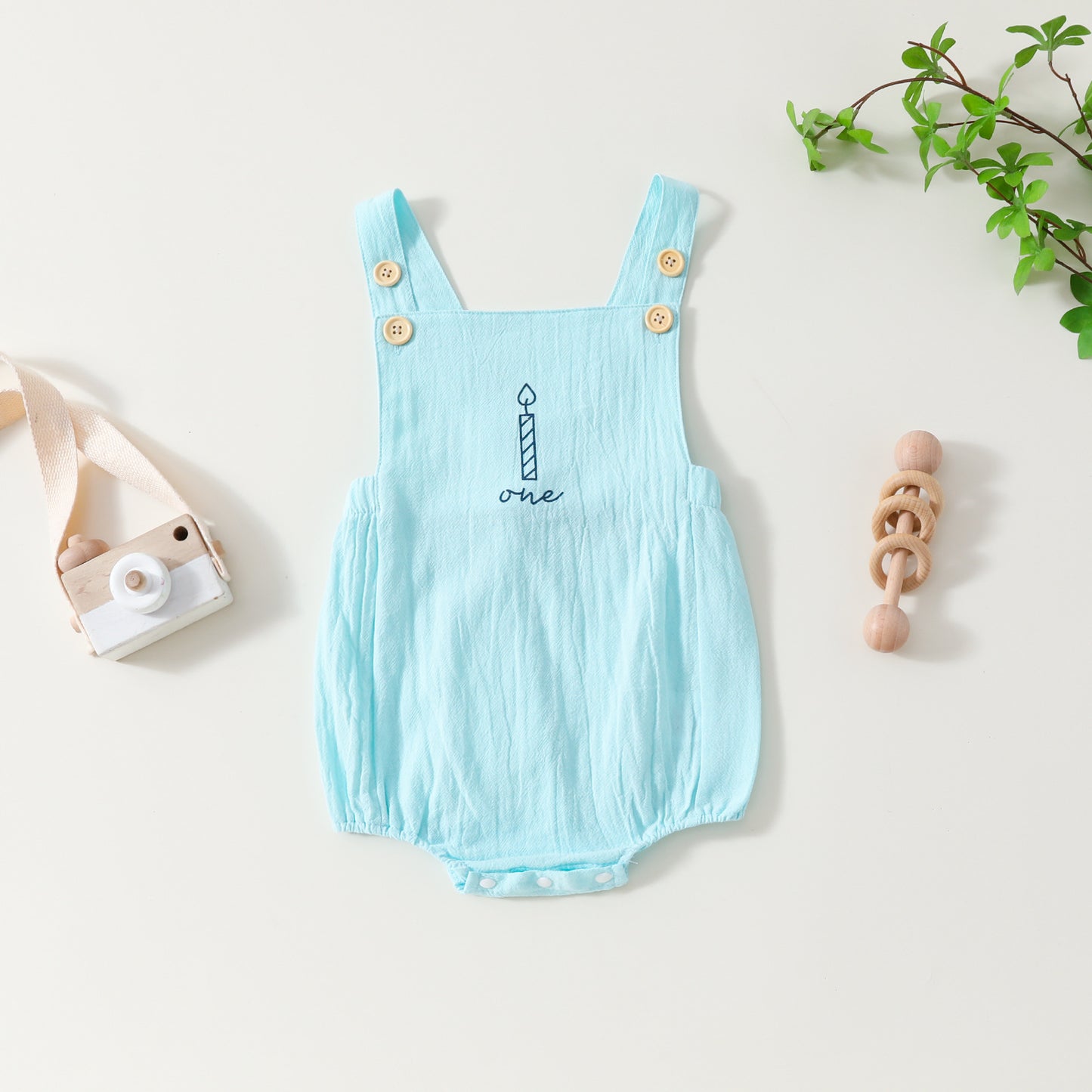 Infant Toddler Letter Candle Print Backless Romper