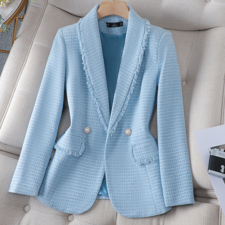 White Classic Style High-grade Tweed Coat