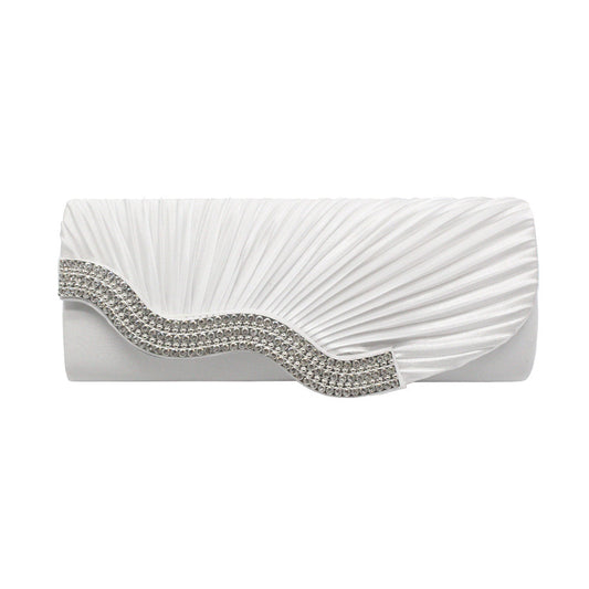 Rhinestone Pleated Clutch Bag