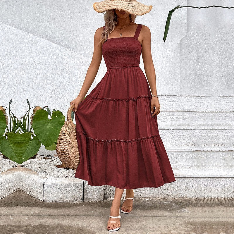 Women's Solid Color Sling Dress