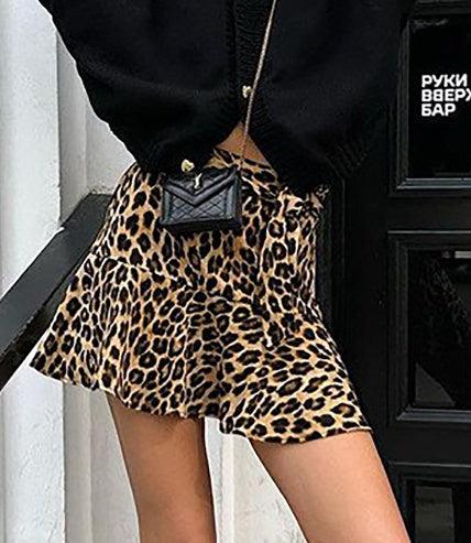 Fashion Vintage Leopard Print Short Skirt