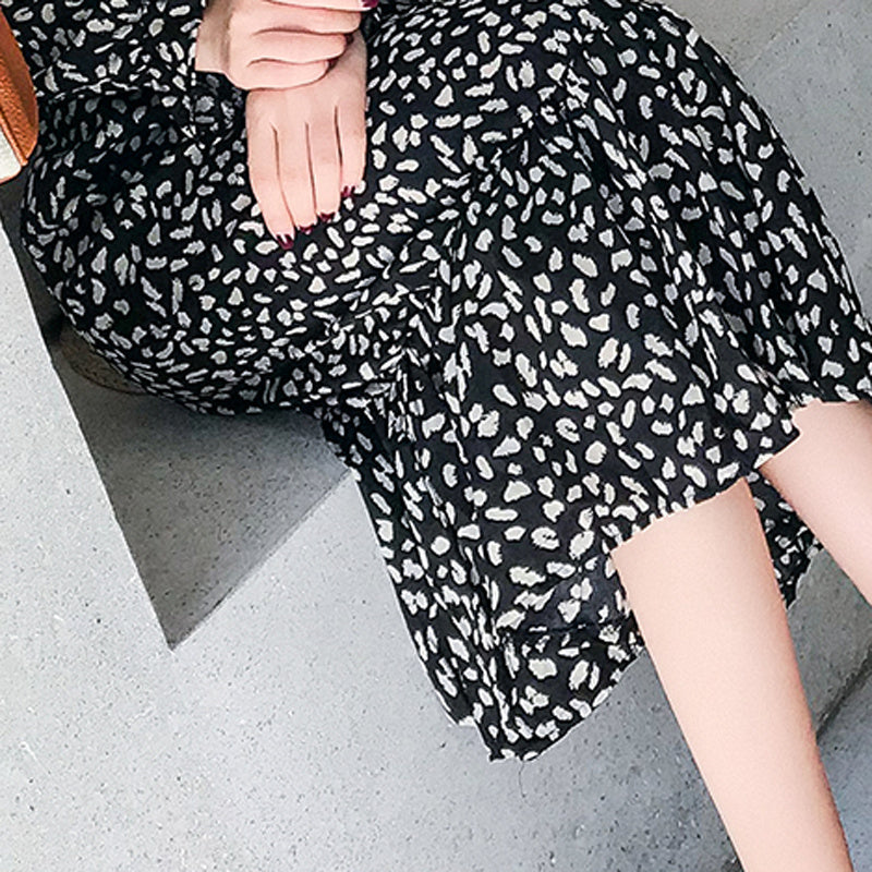 V-neck Print Chiffon Dress