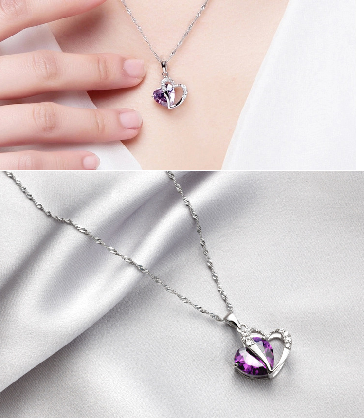 S925 Silver Amethyst Heart Pendant