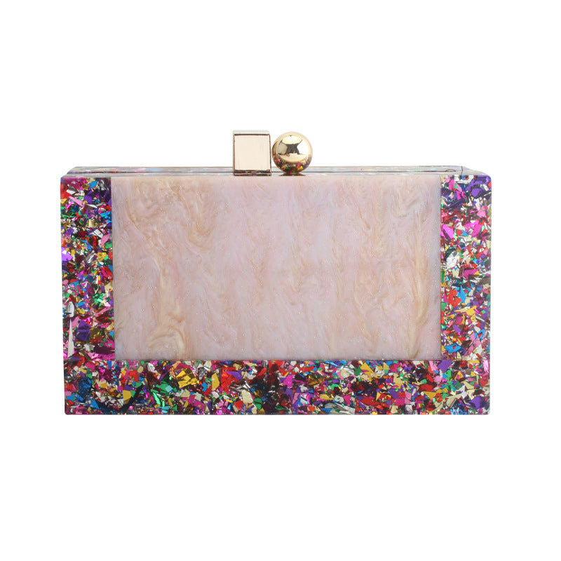 Women's Pearlescent White Vintage Acrylic Patchwork Bag