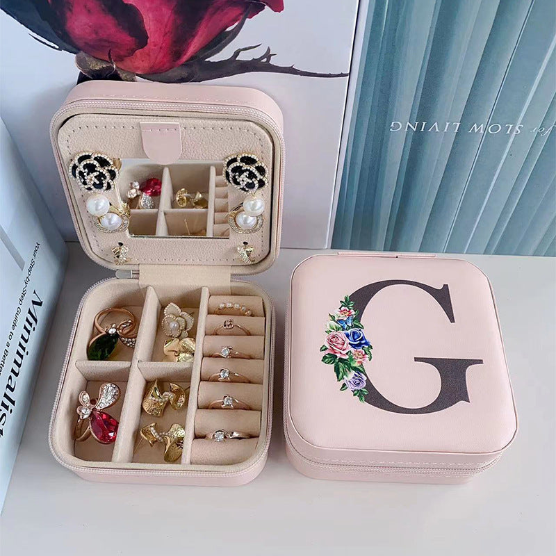 Simple Storage Mirror 26 Printed Letter Jewelry Box