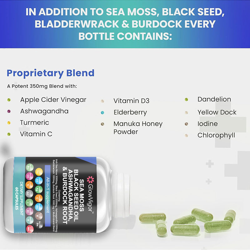 GlowVigor Sea Moss, Black Seed Oil, Ashwagandha supplement