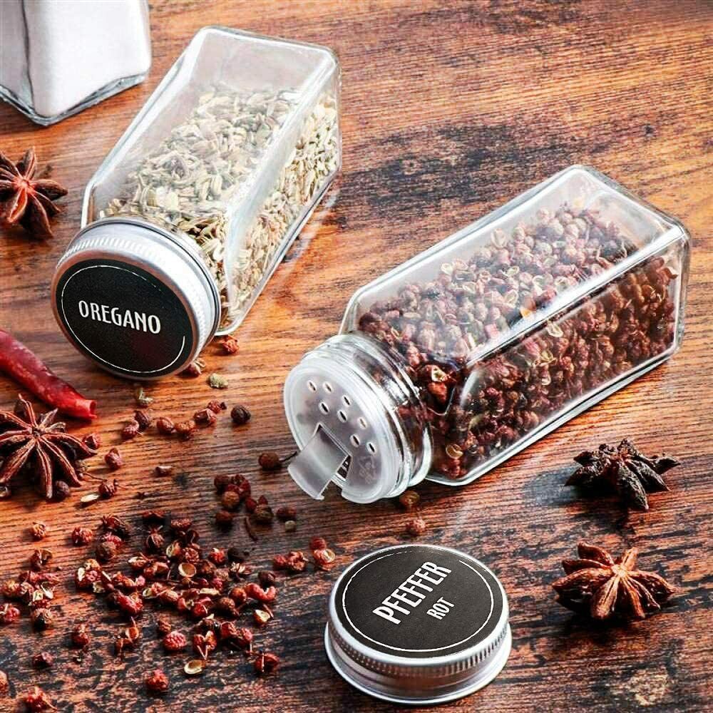 24 Set Storage Jars With Stainless Steel Lid Spice Jars Storage Glass Cans